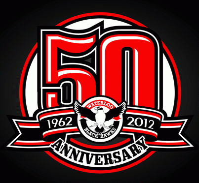 waterloo black hawks 2012 anniversary logo iron on transfers for T-shirts
